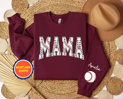 Personalized Baseball Mom Sweatshirt, Baseball Hoodie For Mom, Sports Mom Sweatshirt, Game Day Sweatshirt with Kids names, Baseball Mama Gif