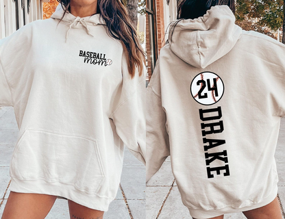 Baseball Mom Sweatshirt with Kid Name, Baseball Game Day Sweatshirt, Baseball Mama Shirt, Baseball Season Shirt for Mom, Mothers Day Gift