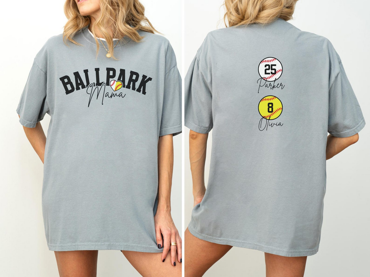 Baseball Softball Mom Shirt Softball Baseball Mom Shirt Ballpark Mama Shirt Names on Back Custom Baseball Mom Gift Softball Mom Gift