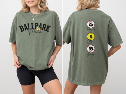 Baseball Softball Mom Shirt Softball Baseball Mom Shirt Ballpark Mama Shirt Names on Back Custom Baseball Mom Gift Softball Mom Gift