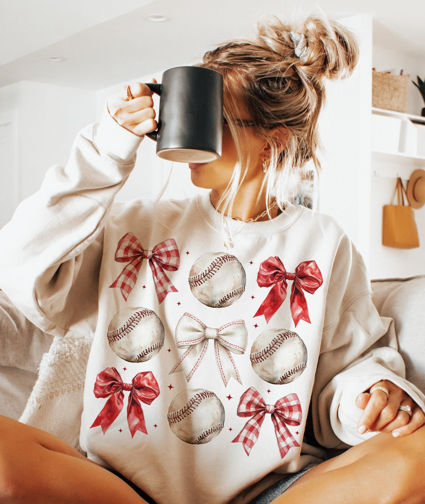 Vintage Baseball Bow Sweatshirt, Bow Baseball Shirt, Game Day Baseball Shirt