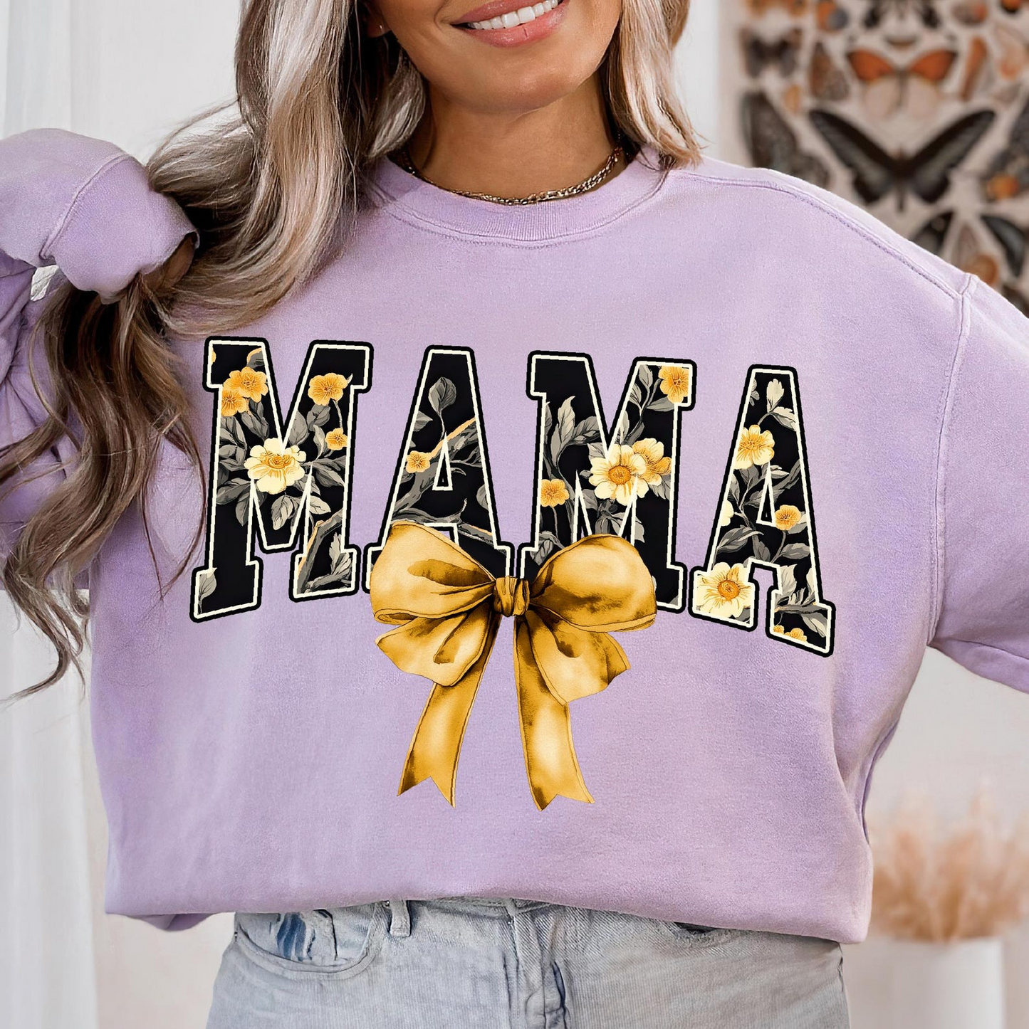 Floral Mama Coquette Sweatshirt, Mama Bow Shirt, Mama Coquette Bow Shirt