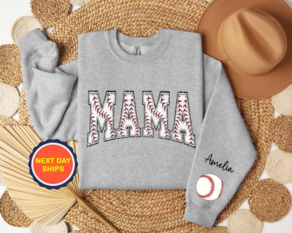 Personalized Baseball Mom Sweatshirt, Baseball Hoodie For Mom, Sports Mom Sweatshirt, Game Day Sweatshirt with Kids names, Baseball Mama Gif