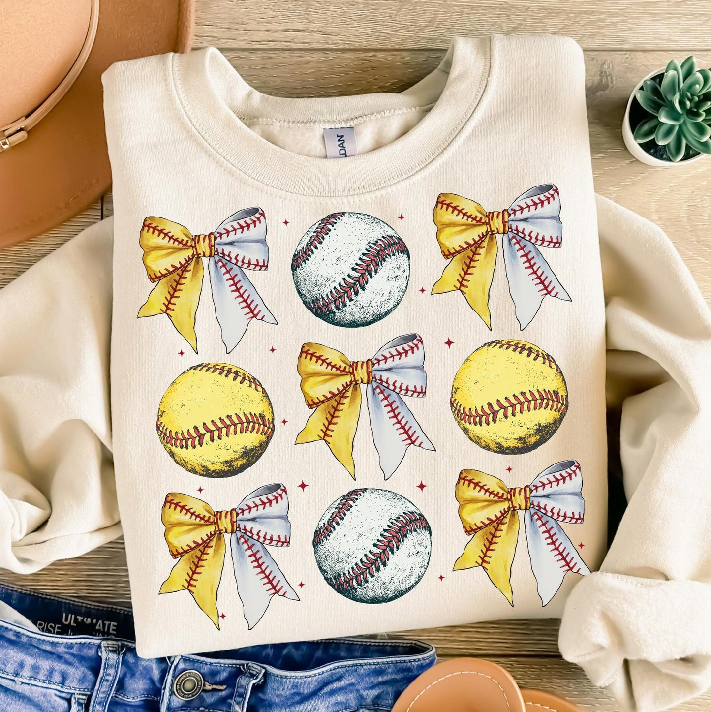 Baseball Softball Bow Sweatshirt, Coquette Baseball Shirt
