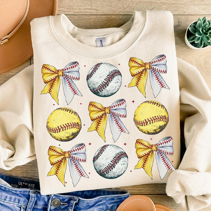 Baseball Softball Bow Sweatshirt, Coquette Baseball Shirt