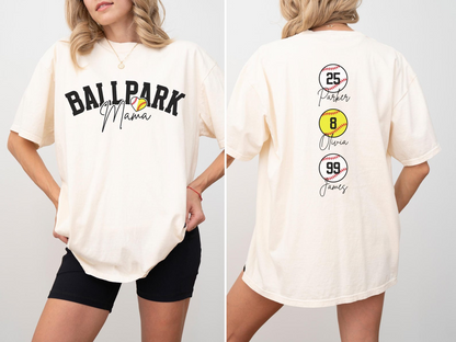 Baseball Softball Mom Shirt Softball Baseball Mom Shirt Ballpark Mama Shirt Names on Back Custom Baseball Mom Gift Softball Mom Gift