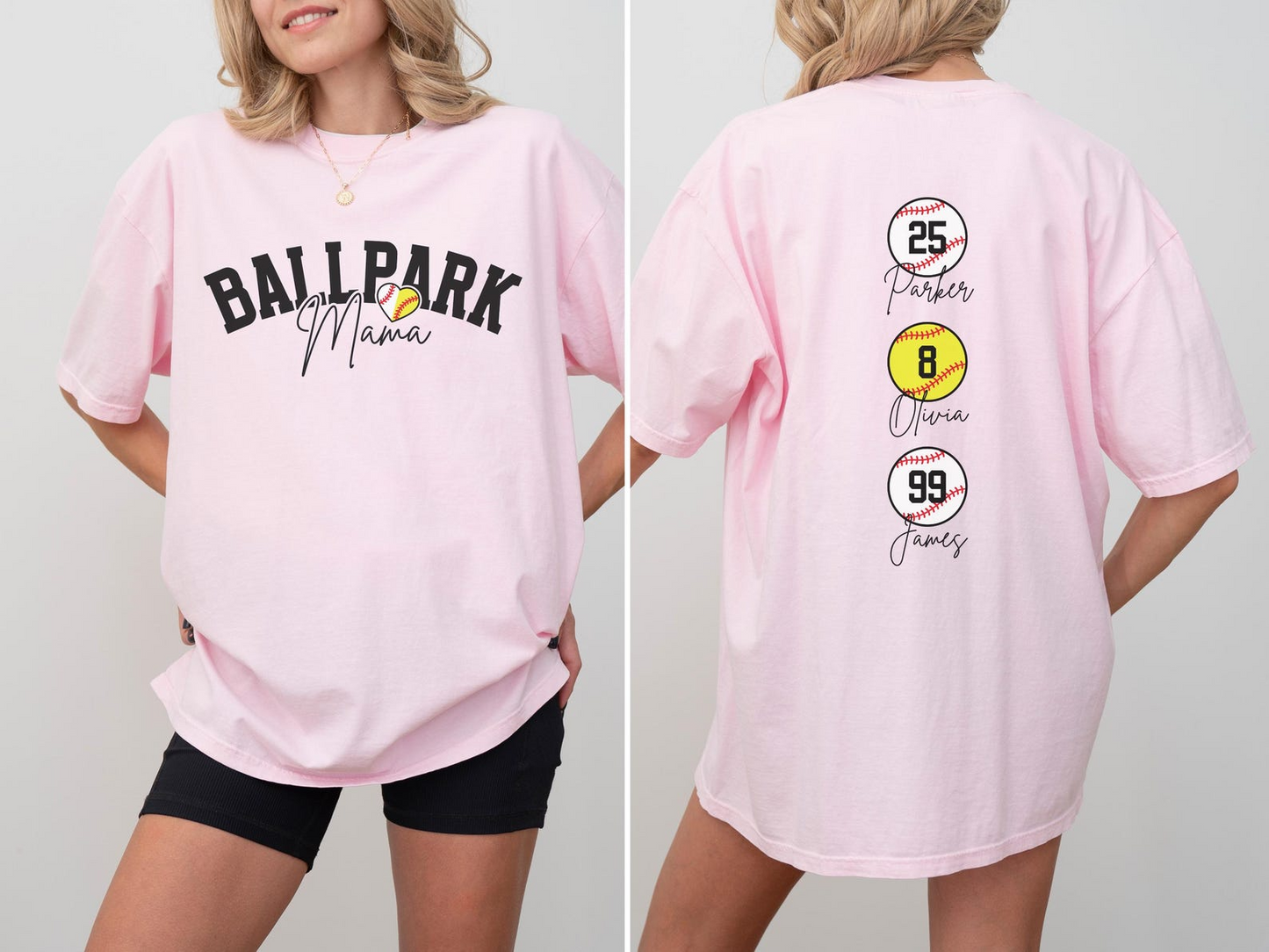 Baseball Softball Mom Shirt Softball Baseball Mom Shirt Ballpark Mama Shirt Names on Back Custom Baseball Mom Gift Softball Mom Gift
