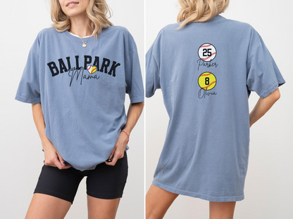 Baseball Softball Mom Shirt Softball Baseball Mom Shirt Ballpark Mama Shirt Names on Back Custom Baseball Mom Gift Softball Mom Gift