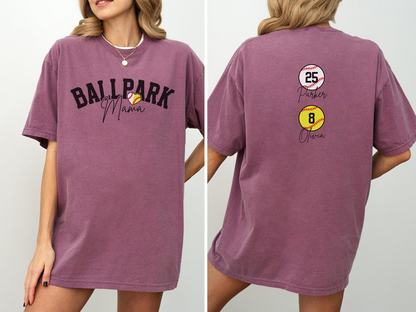 Baseball Softball Mom Shirt Softball Baseball Mom Shirt Ballpark Mama Shirt Names on Back Custom Baseball Mom Gift Softball Mom Gift