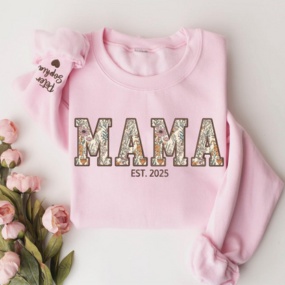 Custom Embroidered Mama Sweatshirt, Mama Floral Applique Sweatshirt, Gifts For New Mom, Mother's Day Gifts, Mama Hoodies