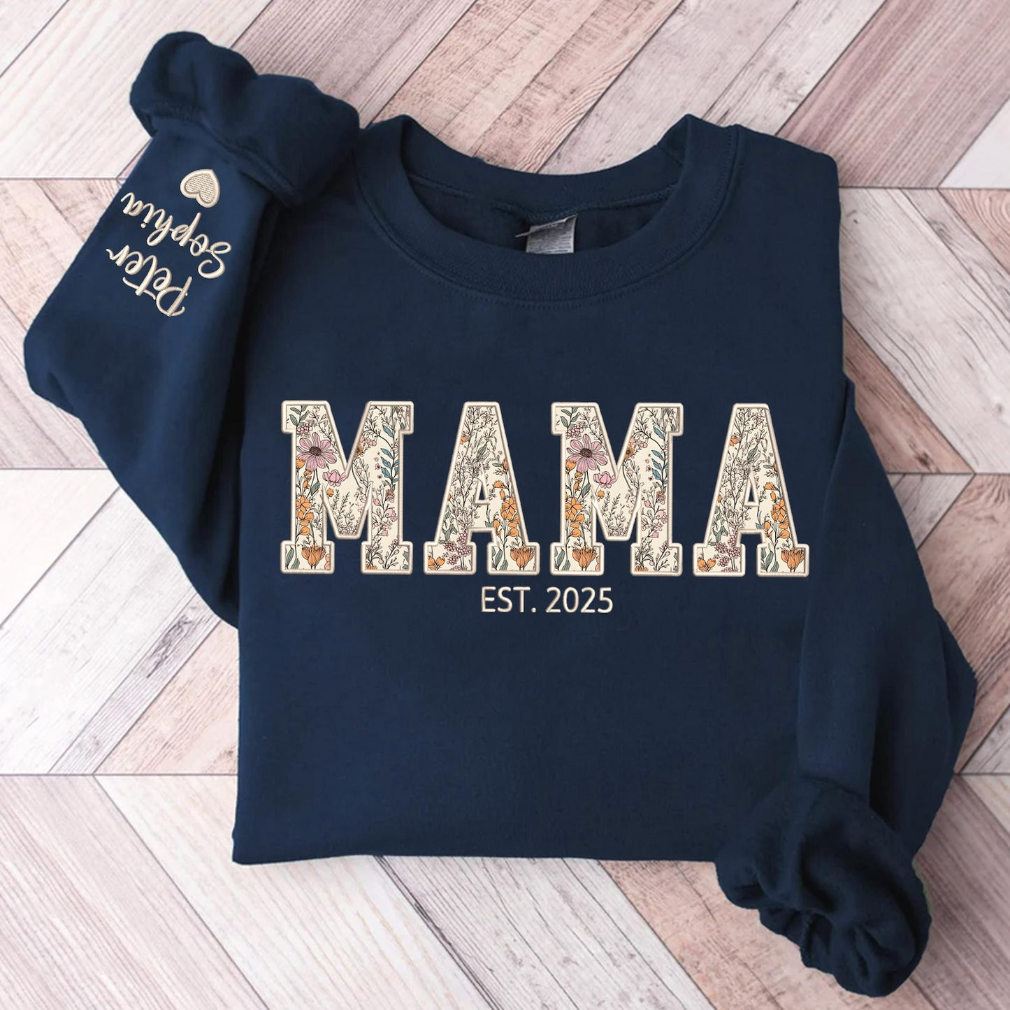 Custom Embroidered Mama Sweatshirt, Mama Floral Applique Sweatshirt, Gifts For New Mom, Mother's Day Gifts, Mama Hoodies