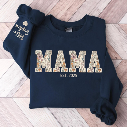 Custom Embroidered Mama Sweatshirt, Mama Floral Applique Sweatshirt, Gifts For New Mom, Mother's Day Gifts, Mama Hoodies
