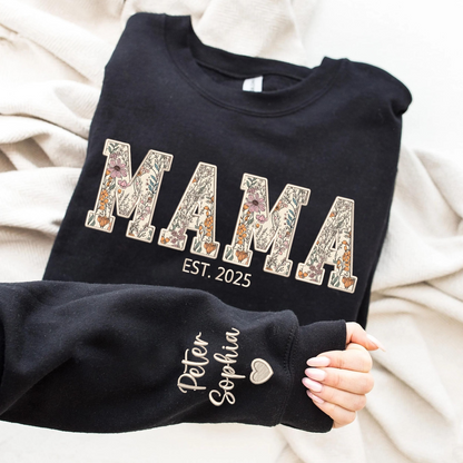 Custom Embroidered Mama Sweatshirt, Mama Floral Applique Sweatshirt, Gifts For New Mom, Mother's Day Gifts, Mama Hoodies
