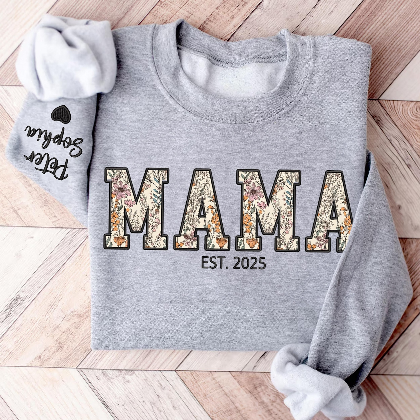 Custom Embroidered Mama Sweatshirt, Mama Floral Applique Sweatshirt, Gifts For New Mom, Mother's Day Gifts, Mama Hoodies