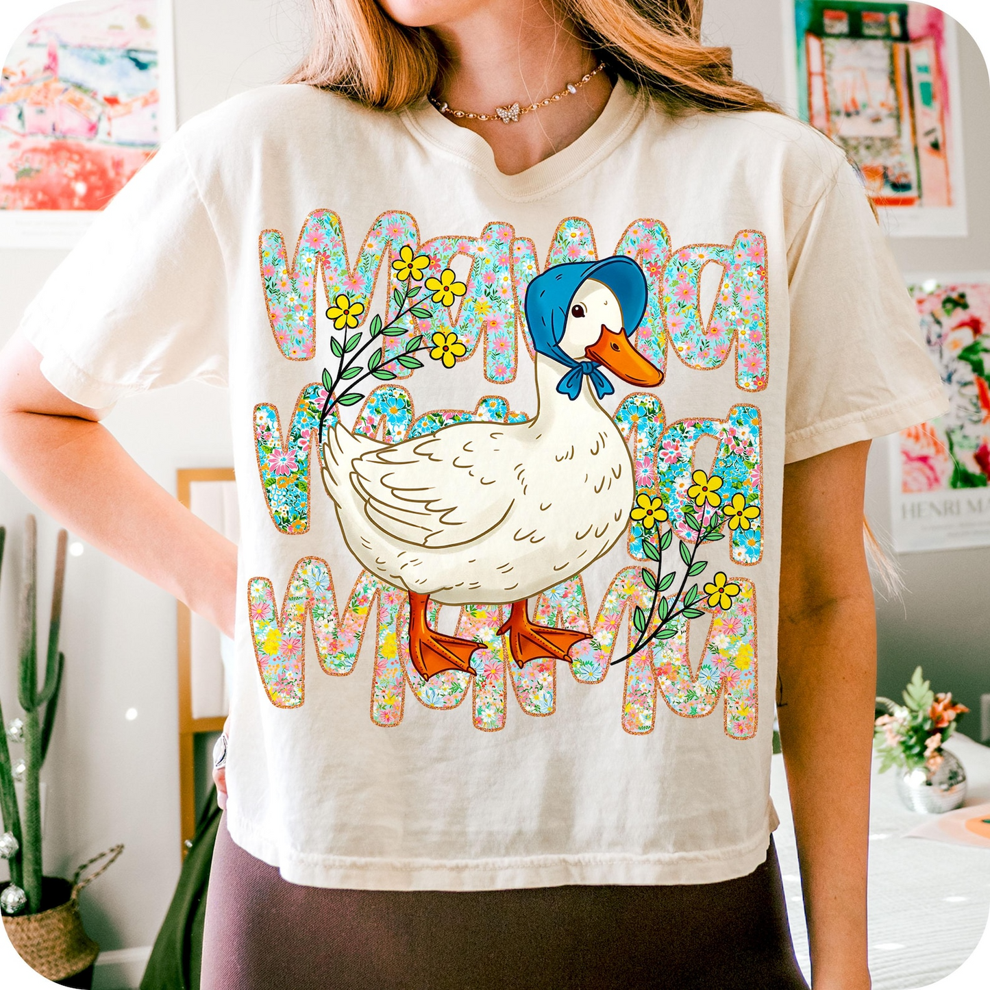 Floral Mama Goose Shirt, Mama Goose Sweatshirt, Mother's Day gift, Floral Mama shirt