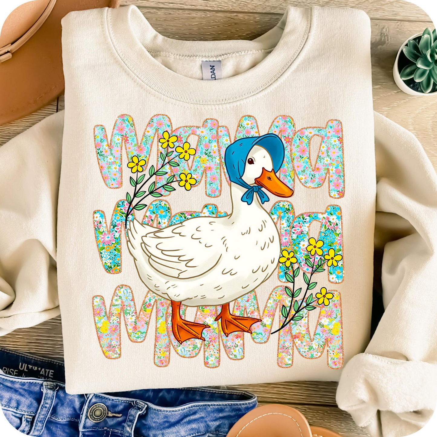 Floral Mama Goose Shirt, Mama Goose Sweatshirt, Mother's Day gift, Floral Mama shirt