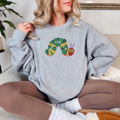 EMBROIDERED Eat The Rich Sweatshirt, Hungry Caterpillar Sweatshirt, Bookish Shirt, Activist Shirt, Embroidery Caterpillar Sweatshirt