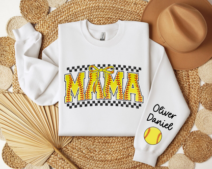 Personalized Softball Mama Sweatshirt or Hoodie, Baseball Mom Sweatshirt, Sports Mom Hoodie, Custom Mama Gift, Baseball Season Sweatshirt