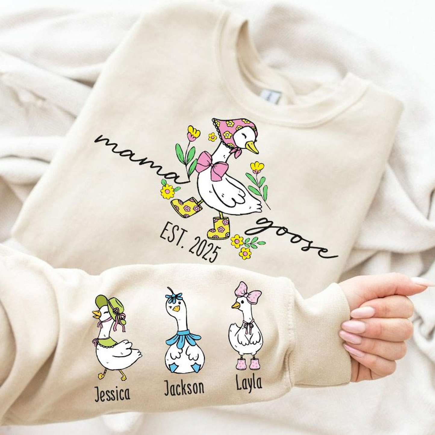 Personalized Mama Goose Sweatshirt, Mama Silly Goose Shirt, Vintage Mama Goose Sweatshirt, Happy Mother's Day, Funny Kids Goose Custom shirt, Gift for Mama