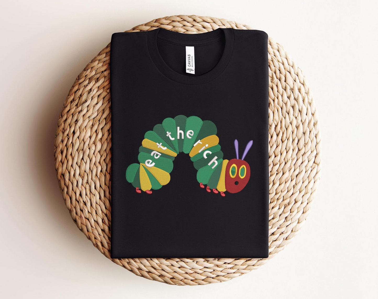EMBROIDERED Eat The Rich Sweatshirt, Hungry Caterpillar Sweatshirt, Bookish Shirt, Activist Shirt, Embroidery Caterpillar Sweatshirt