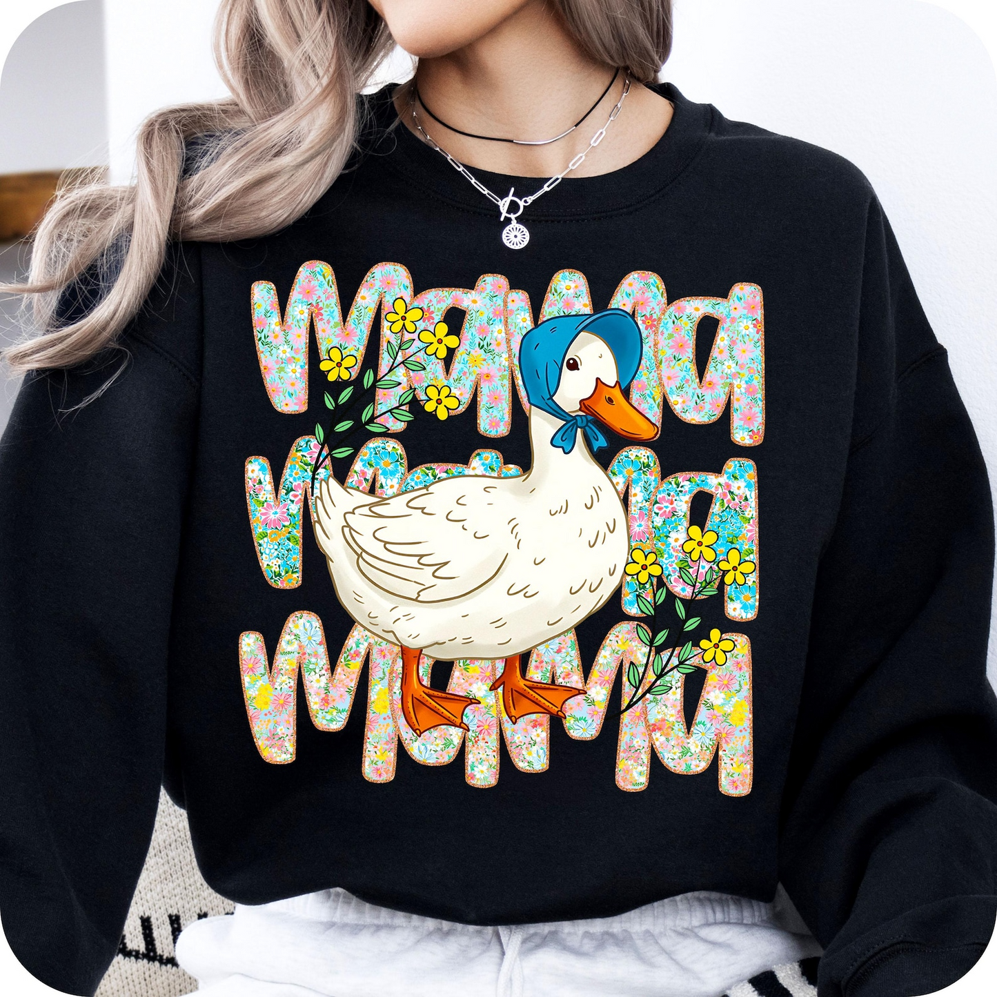 Floral Mama Goose Shirt, Mama Goose Sweatshirt, Mother's Day gift, Floral Mama shirt