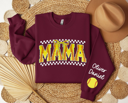 Personalized Softball Mama Sweatshirt or Hoodie, Baseball Mom Sweatshirt, Sports Mom Hoodie, Custom Mama Gift, Baseball Season Sweatshirt