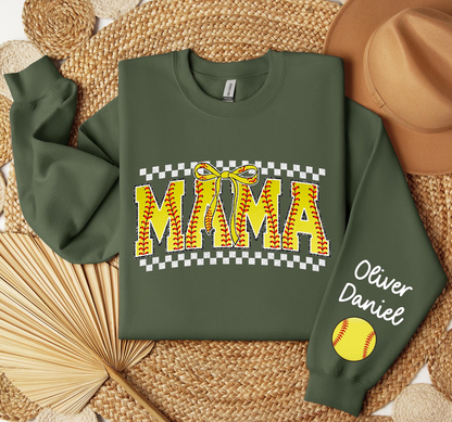 Personalized Softball Mama Sweatshirt or Hoodie, Baseball Mom Sweatshirt, Sports Mom Hoodie, Custom Mama Gift, Baseball Season Sweatshirt