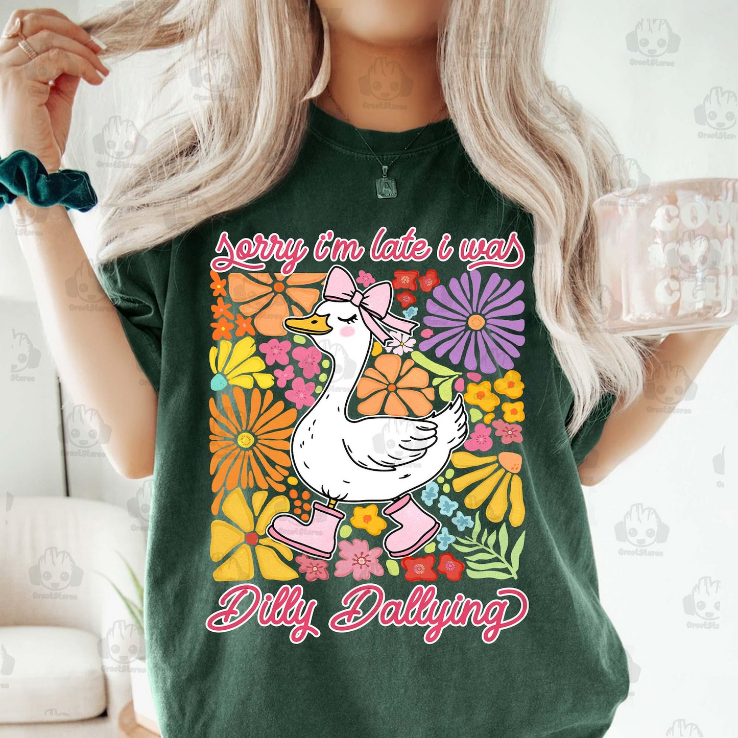 Funny Mama Goose Shirt, Sorry I'm Late I Was Dilly Dallying Goose Sweatshirt