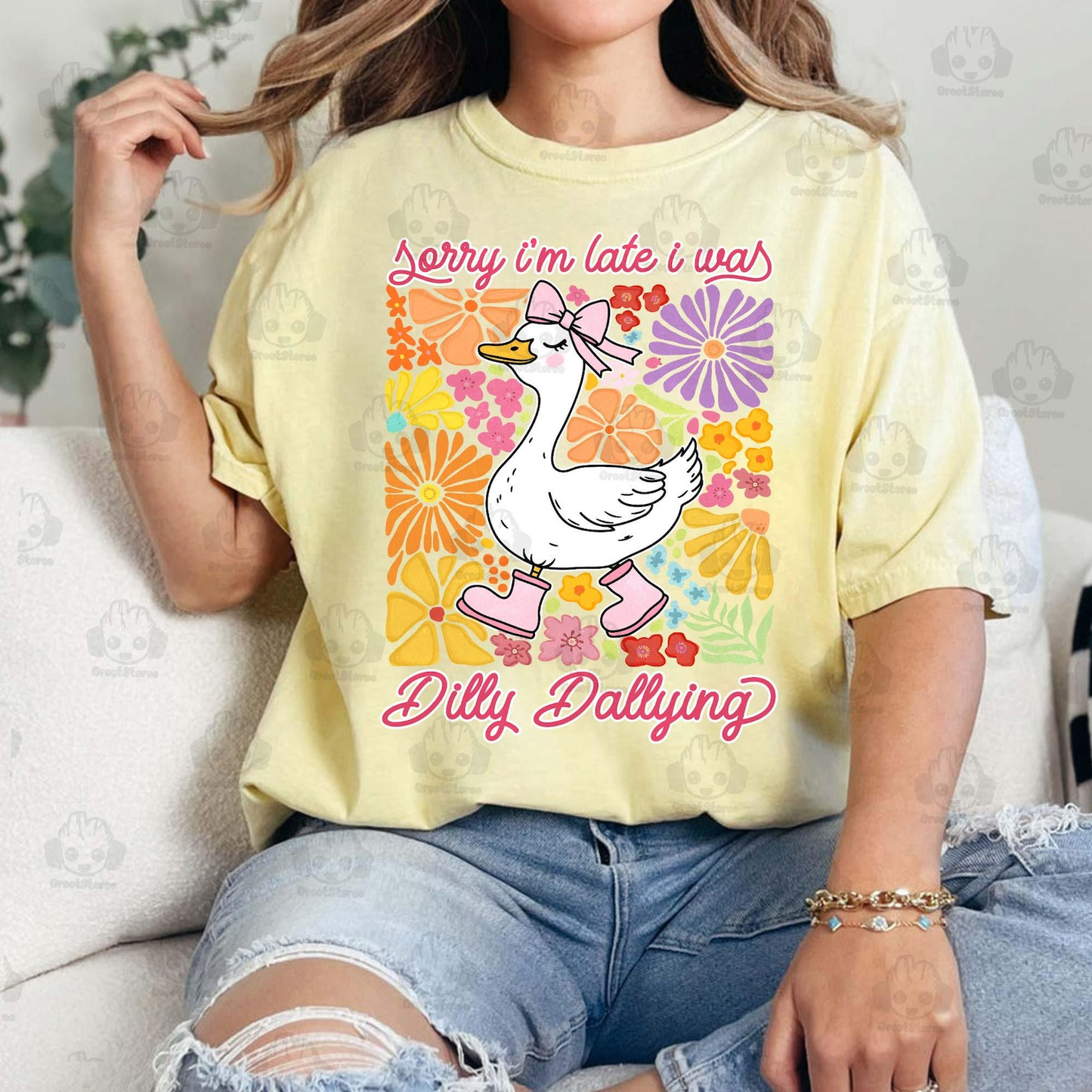 Funny Mama Goose Shirt, Sorry I'm Late I Was Dilly Dallying Goose Sweatshirt