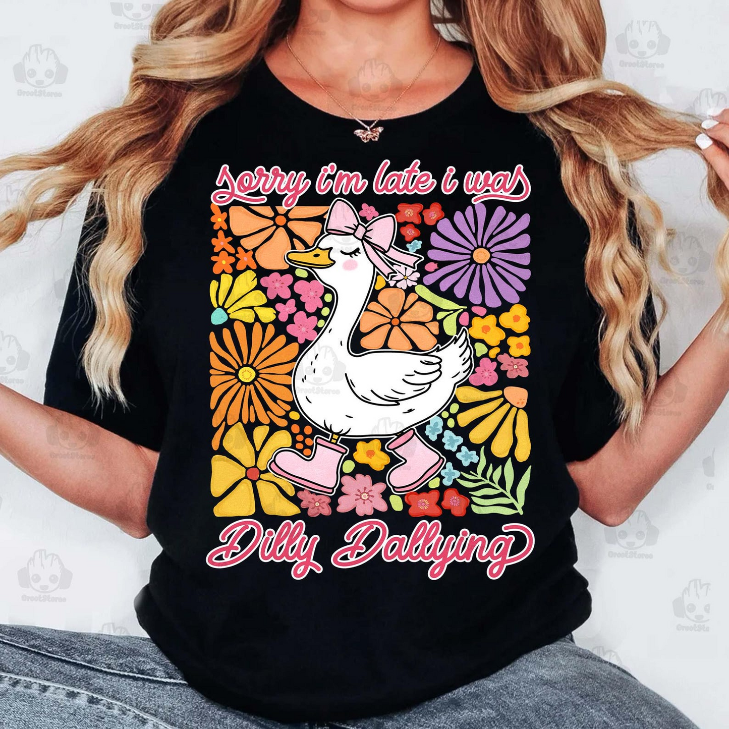 Funny Mama Goose Shirt, Sorry I'm Late I Was Dilly Dallying Goose Sweatshirt