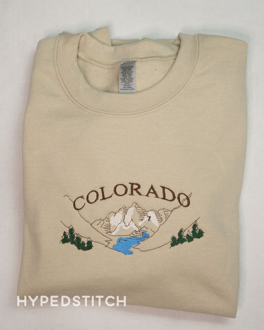 CUSTOM Colorado Embroidered Crewneck/ Vintage Embroidered Logo Crew/ Personalized Embroidered Sweatshirt