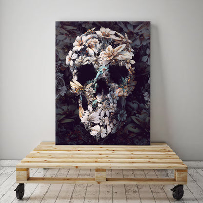 Skull Canvas Print, Boho Style Canvas Art, Sugar Skull Canvas Home Decor, Gothic Canvas Wall Art, Halloween Skull Decor