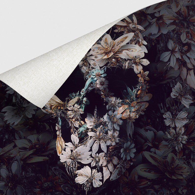 Skull Canvas Print, Boho Style Canvas Art, Sugar Skull Canvas Home Decor, Gothic Canvas Wall Art, Halloween Skull Decor