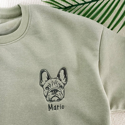 Embroidered Pet Face&Name Sweatshirts,Custom Embroidered Pet Sweatshirts,Custom Dog Sweatshirts,Special Birthday Gift for Dog Mom/Dad