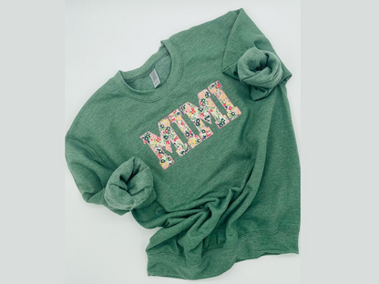 Custom Embroidered Sweatshirt Gift | Mothers Day | Spring Apparel | Floral Nana Shirt | Birthday Gift, Choose any Word/name, mama, gran,bebe