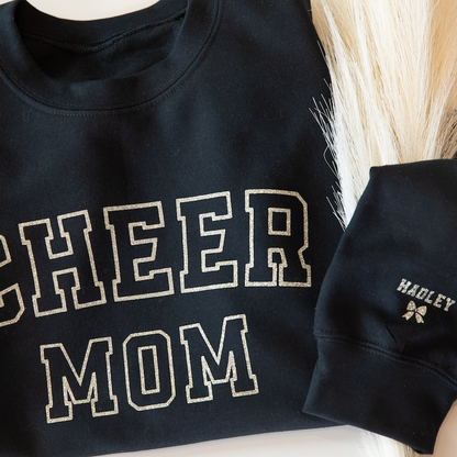 Glitter Cheer Mom Sweater Personalized Sparkle Cheer Mom Sweatshirt Custom Sparkly Cheer Mom Shirt Gift for Cheer Mom Cheer Mom with Name