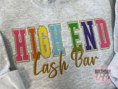 Custom Rainbow Embroidered Varsity Crewneck, Embroidery Crewneck, Embroidered Sweatshirt, university sweaters, personalized sweatshirt