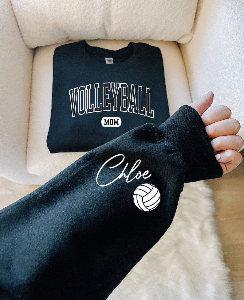 Personalized Volleyball Mom Sweatshirt, Customized Volleyball Mom Sweater, Custom Name Volleyball Mom Hoodie, Volleyball Mama Sweatshirt
