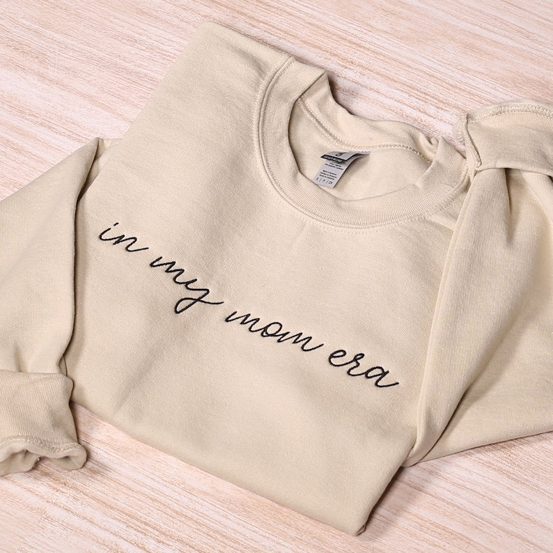 In My Mom Era Embroidered Sweatshirt, Cute Mama Embroidery Hoodie, Cool Mom Outfit, Trendy Mom Clothing, Mom Life Apparel, Mothers Day Gifts