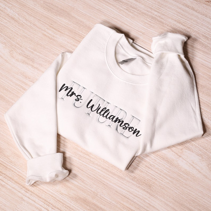 Custom Future Mrs Embroidered Sweatshirt, Personalized Wifey Embroidery Hoodie, Bridal Party Outfit, Engagement Gifts
