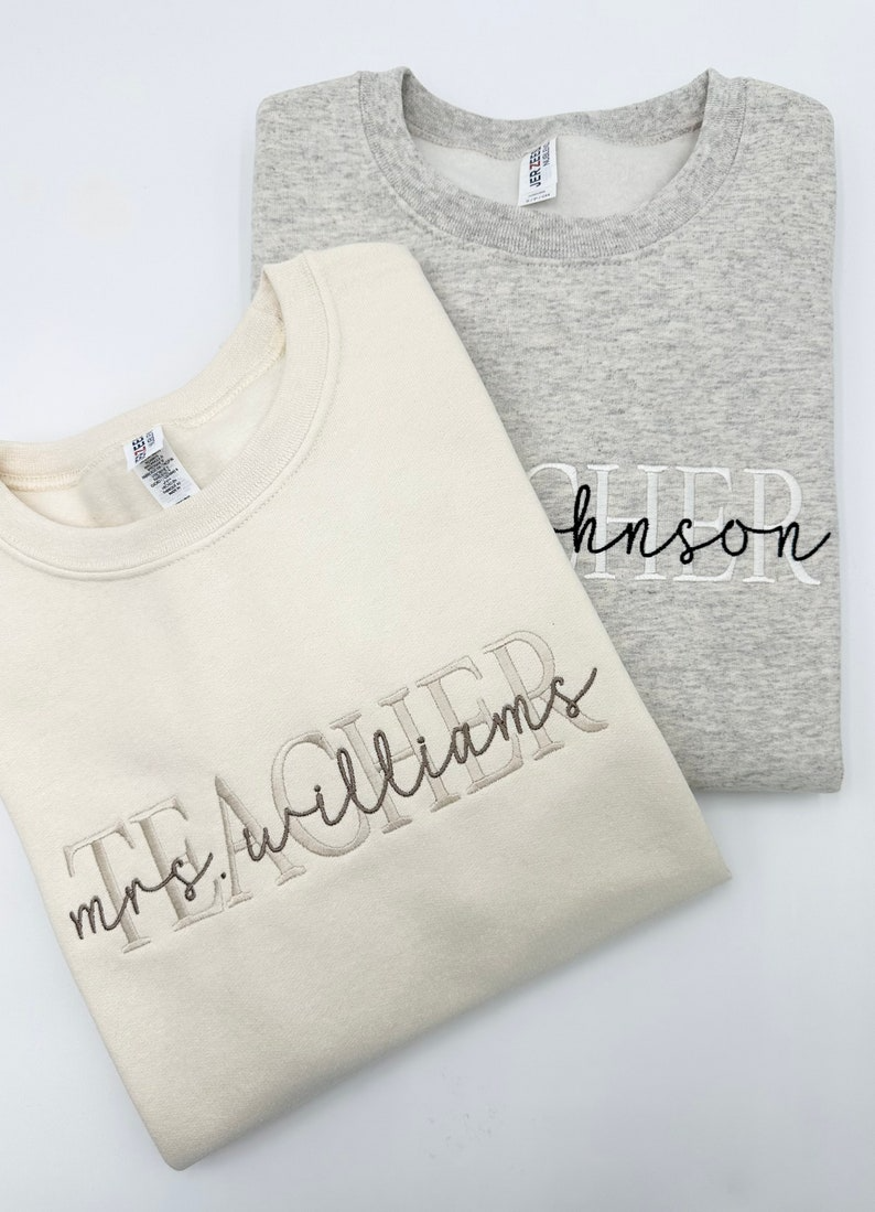 Embroidered Custom Teacher Mrs. Last Name Sweatshirt or Hoodie, Personalized Gift, Gift for Tutor-Teacher, Cute Teacher Shirt, Gift for Her