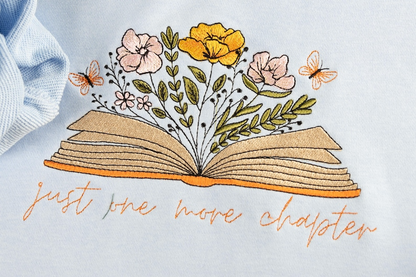 Book Floral Embroidered Sweatshirt | Flower Embroidered T-shirt | Book Hoodie | Floral Crew Neck Sweatshirt