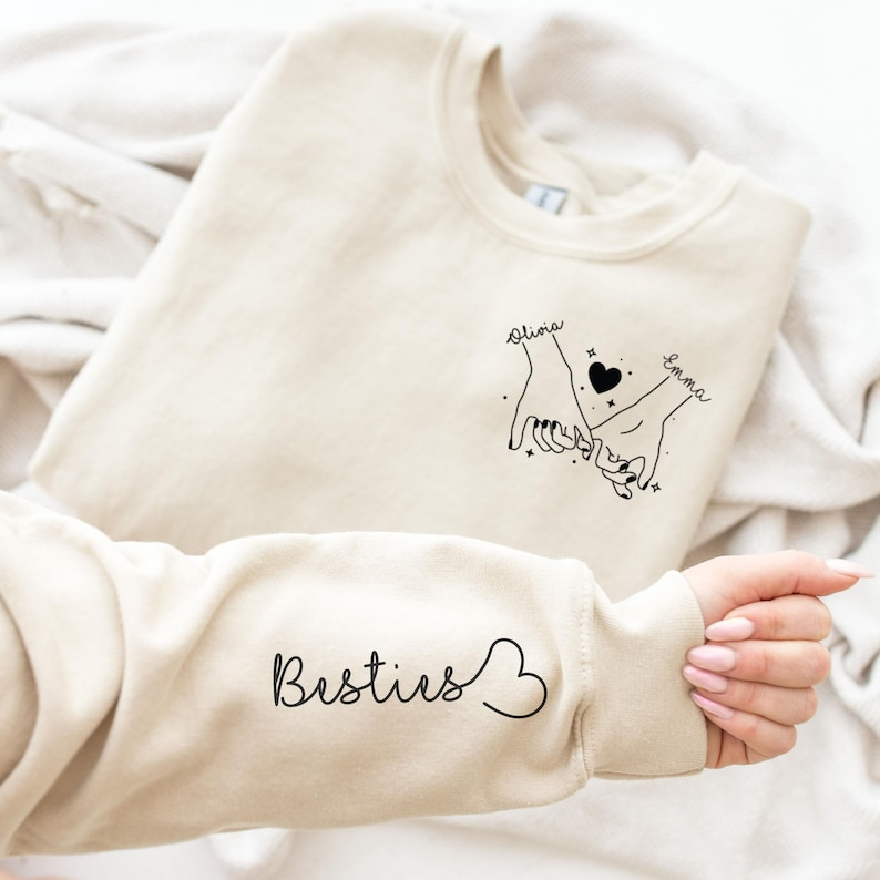 Custom Besties Sweatshirt, Best Friends Gift, Custom Sweatshirt, Best Friend Sweatshirt, Personalized Gift, Best Friend Christmas Gift