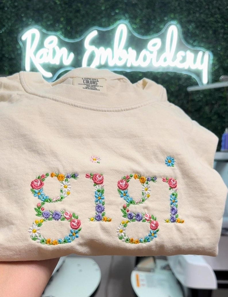 Embroidered Floral T Shirt / Mama / Grandma / Abuela / Personalized Mother’s Day Gifts / Embroidered Gifts / Floral Alphabet Embroidery