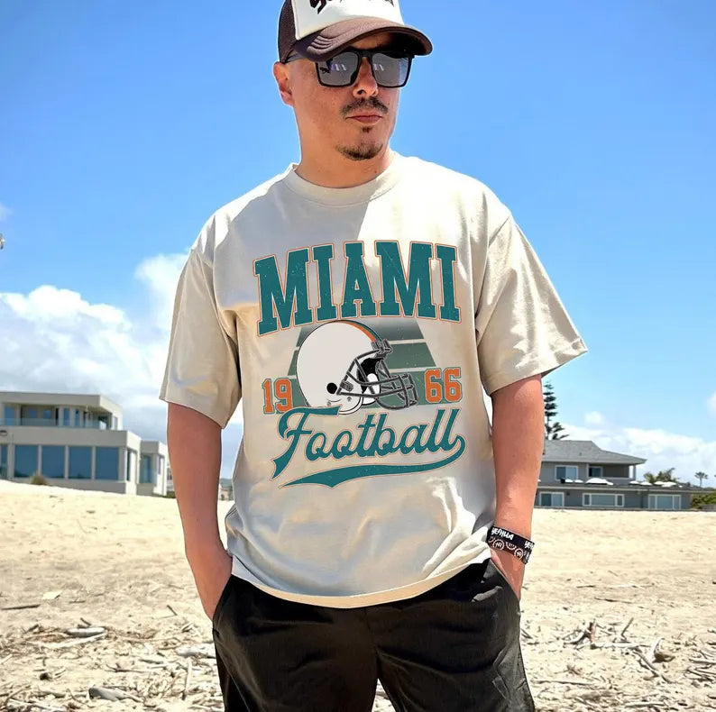 Vintage Miami Football Shirt, Game Day Tee, Sunday Miami Football Sweatshirt, Miami Football Fan Shirt, Miami Team Rugby Gift