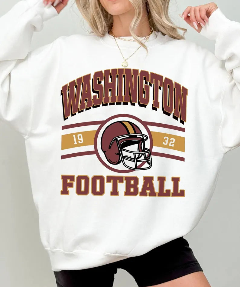 Retro Washington Style Football Sweatshirt, Washington Crewneck Commander Shirt, Washington Fan Gift, Sunday Football Shirt, Game Day