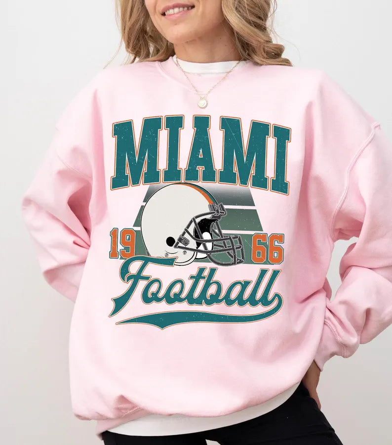 Vintage Miami Football Shirt, Game Day Tee, Sunday Miami Football Sweatshirt, Miami Football Fan Shirt, Miami Team Rugby Gift