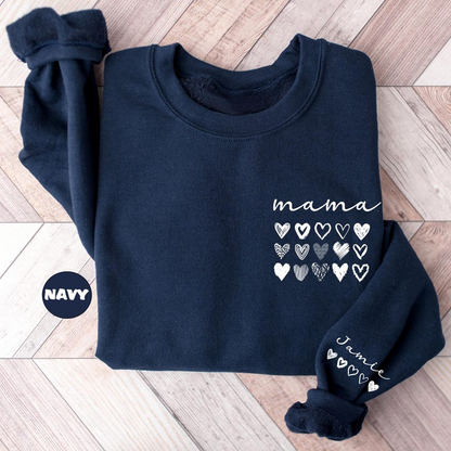 Personalized Mama Sweatshirt, Custom Mom Hoodie With Names On Sleeve, Pregnancy Announcement Momma Outfit, New Mommy Clothing, Birthday Gift