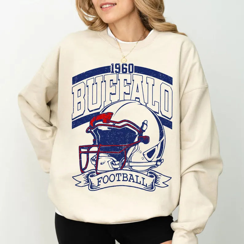 Vintage 90s Style Buffalo Football Sweatshirt, Game Day Shirt, Buffalo Team Football Shirt, Sunday Buffalo, Sport Shirt, Buffalo Football