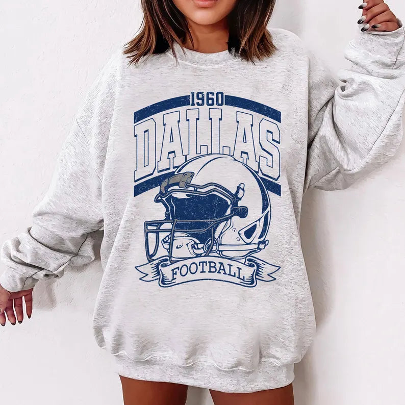 Vintage 90s Style Dallas Football Sweatshirt, Game Day Shirt, Dallas Team Football Shirt, Sunday Dallas, Dallas Football